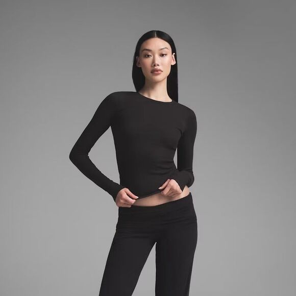 SKIMS Tops - Skims Cotton Rib Long Sleeve T-Shirt Soot Size XL